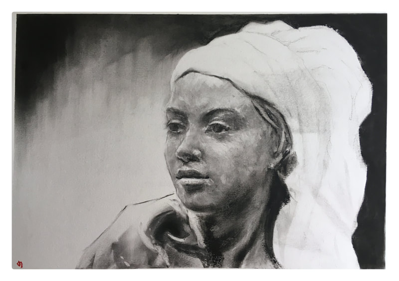 Darren James art artist charcoal female portrait 3