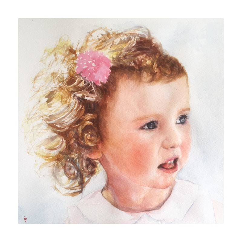Darren James art artist watercolor watercolour female child portrait