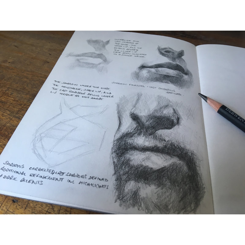 Darren James art artist sketch sketchbook pencil graphite beard figureative