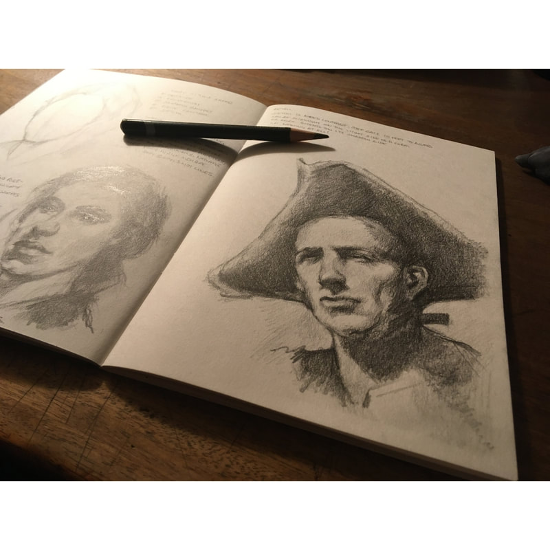 Darren James art artist sketch sketchbook pencil graphite pirate figureative